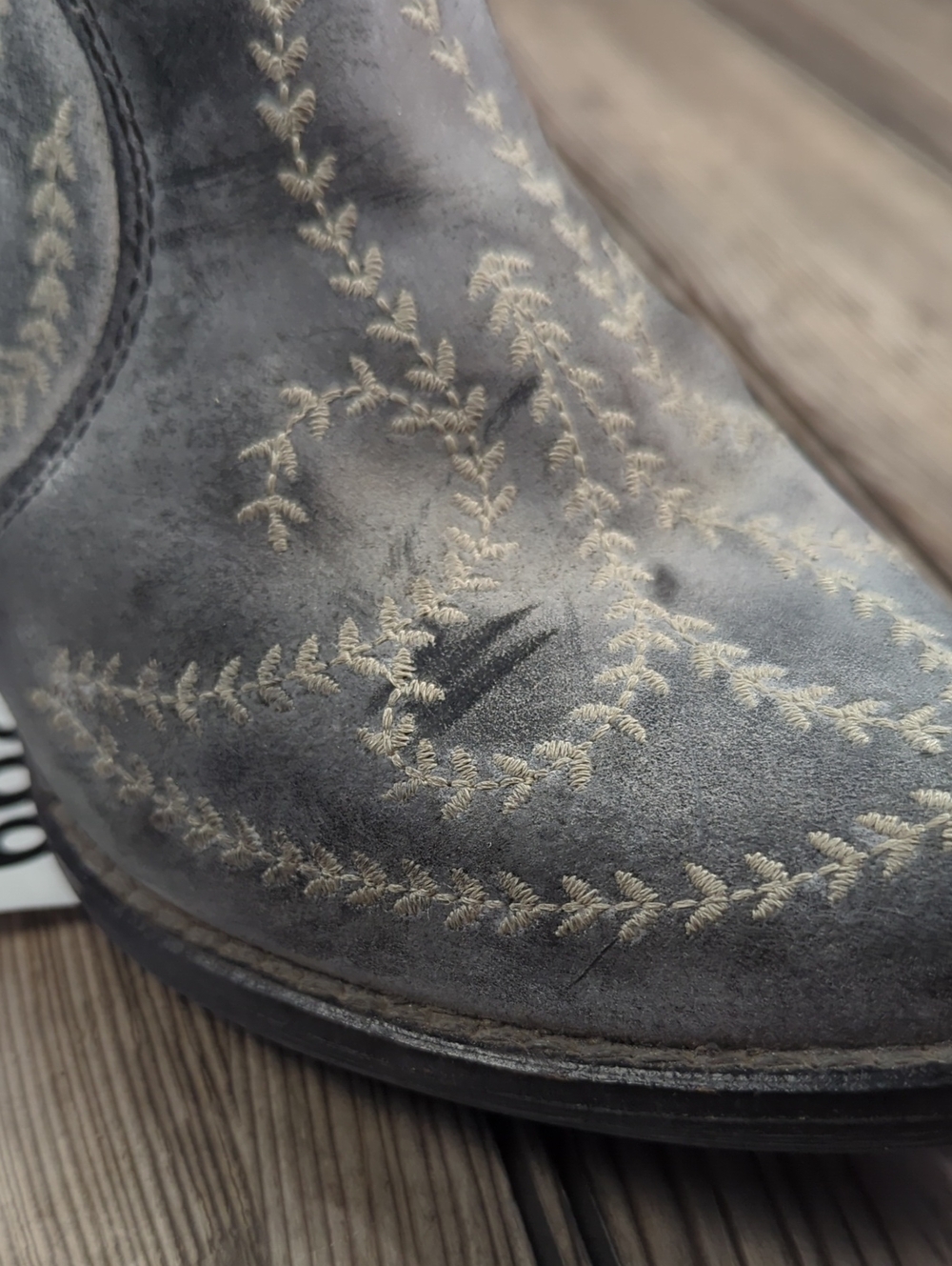 Sterling River Gray Embroidered Western Ankle Boots Booties Size 8.5 M - Picture 13 of 13